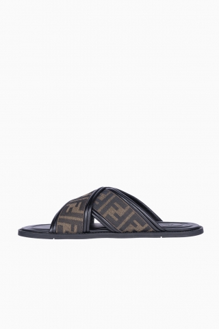 FENDI HERREN-STOFFPANTOFFEL MIT FF-MOTIV UND STICKEREI MIT LOGO