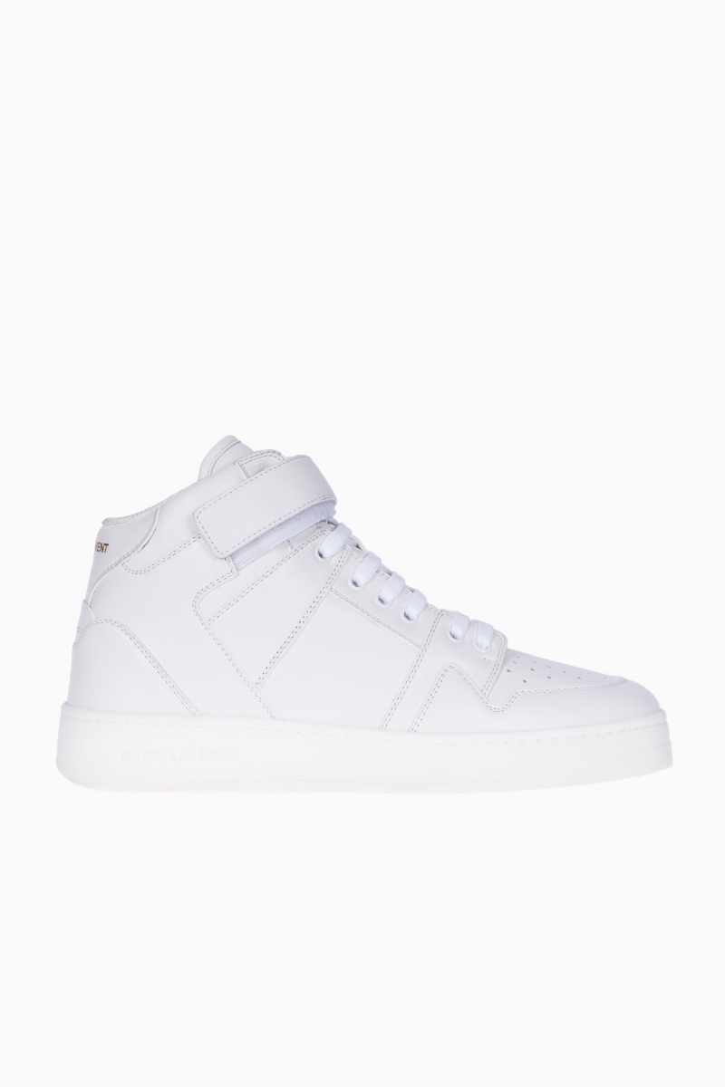 SAINT LAURENT HIGH-TOP MEN`S LAX DISTRESSED SNEAKERS