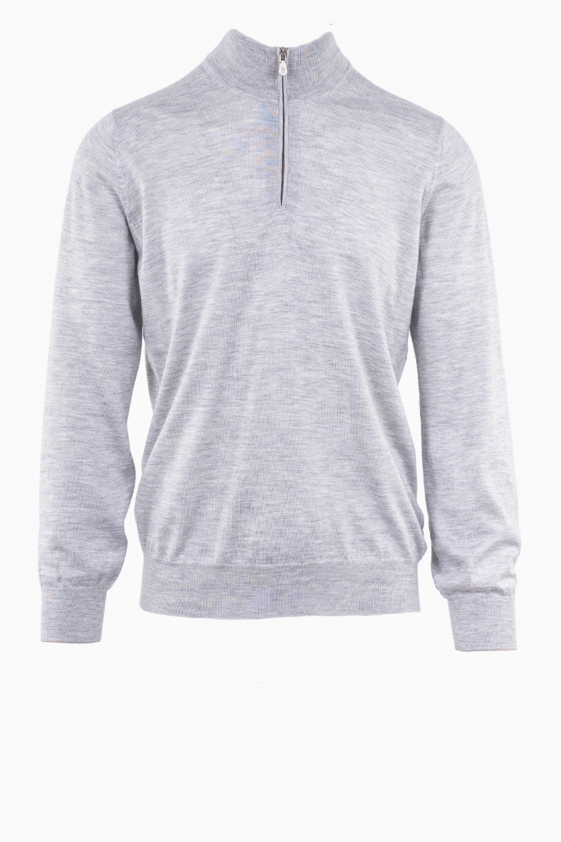 BRUNELLO CUCINELLI MEN'S CASHMERE NECK ZIPPED SWEATER