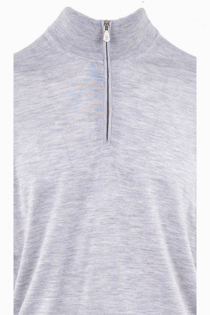 BRUNELLO CUCINELLI MEN'S CASHMERE NECK ZIPPED SWEATER
