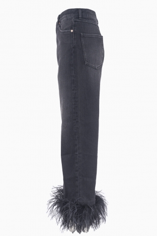 VALENTINO GARAVANI FEATHER-TRIM WOMEN'S JEANS
