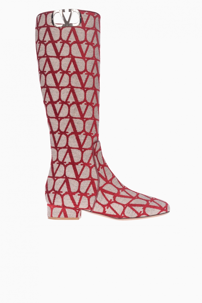 VALENTINO GARAVANI ICONOGRAPH RED VLOGO WOMEN'S BOOTS