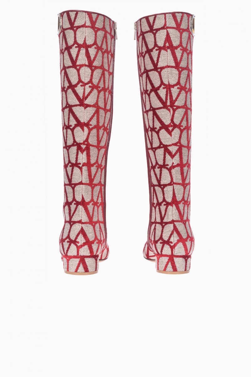 VALENTINO GARAVANI ICONOGRAPH RED VLOGO WOMEN'S BOOTS
