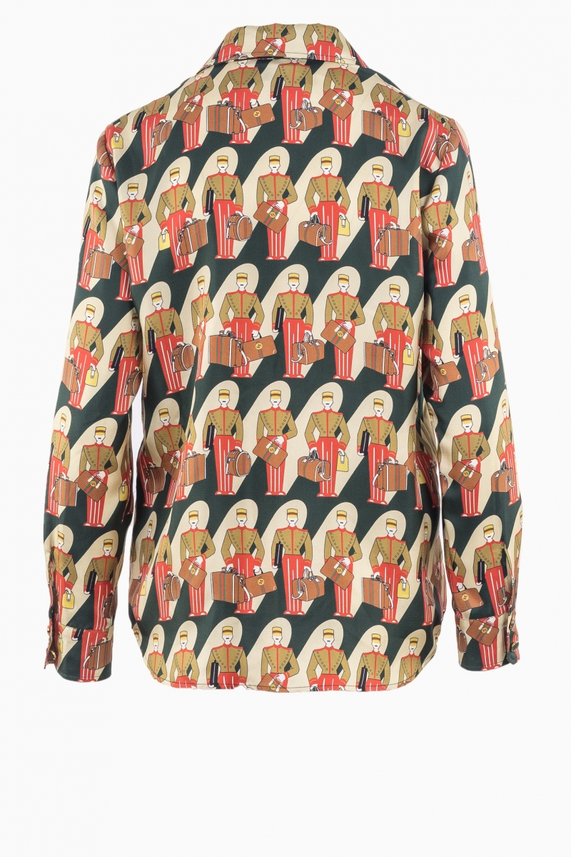 GUCCI WOMEN'S SHIRT SILK PORTER PRINT
