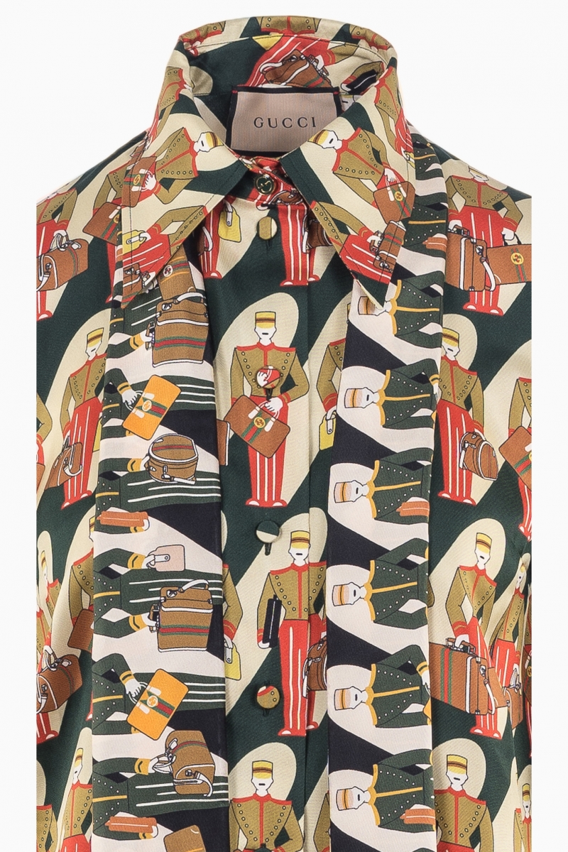 GUCCI WOMEN'S SHIRT SILK PORTER PRINT
