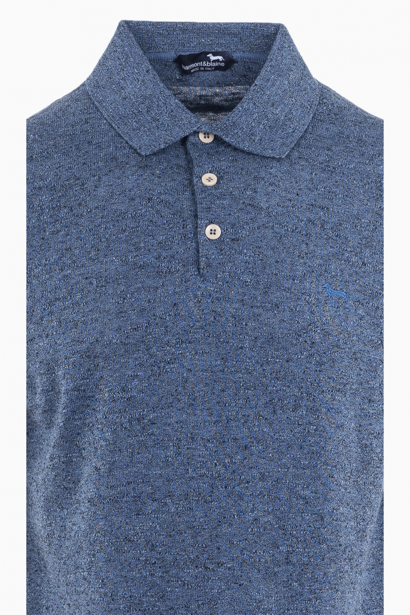 HARMONT&BLAINE MEN'S SLUB TWEED POLO T-SHIRT