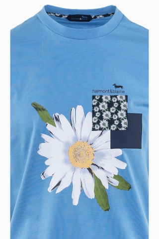 HARMONT&BLAINE HERREN-MAXI-T-SHIRT MIT GÄNSEBLÜMCHENMUSTER