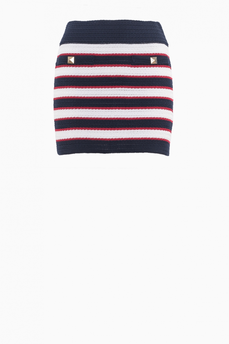 VALENTINO WOMEN'S SKIRT STRIPED ROCKSTUD