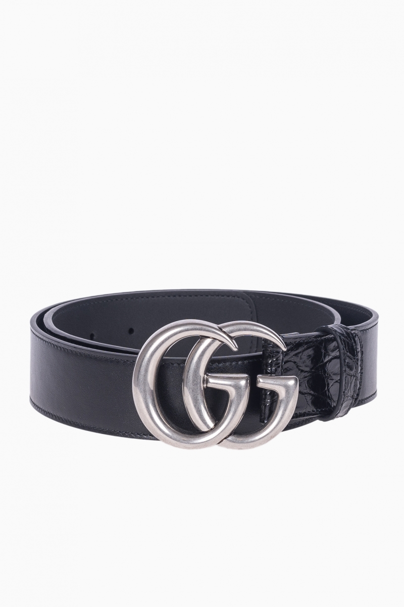 GUCCI MEN'S DOUBLE G CROCODILE BELT