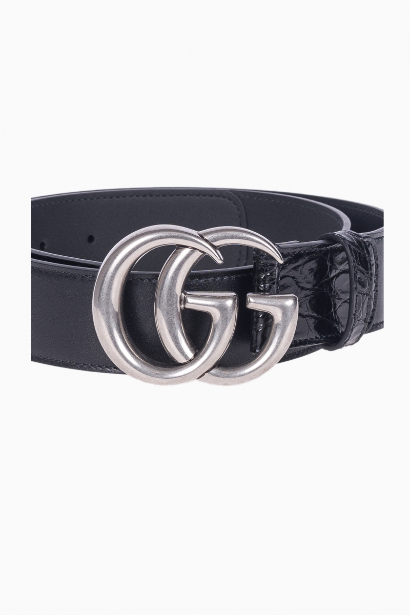 GUCCI MEN'S DOUBLE G CROCODILE BELT
