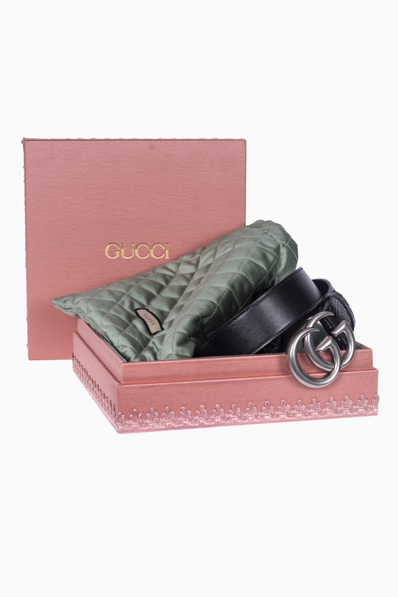 GUCCI MEN'S DOUBLE G CROCODILE BELT