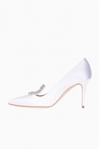 MANOLO BLAHNIK DAMEN-PUMPS AUS SATIN-KRISTALL