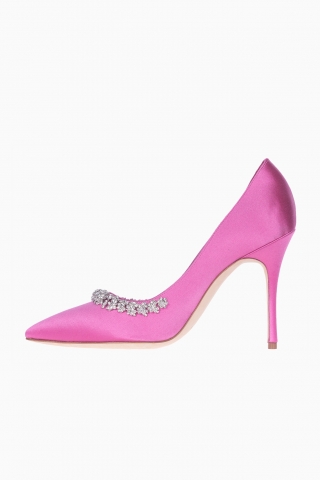 MANOLO BLAHNIK DAMEN-PUMPS AUS SATIN-KRISTALL