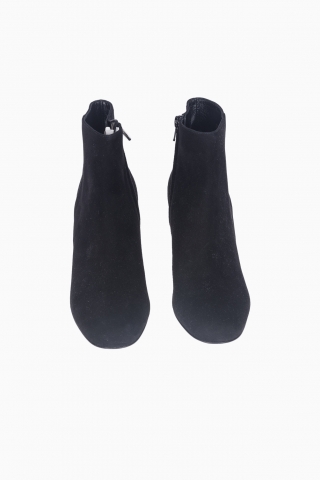 SAINT LAURENT WOMEN'S CRYSTAL BLOCK HEEL SUEDE BOOTS