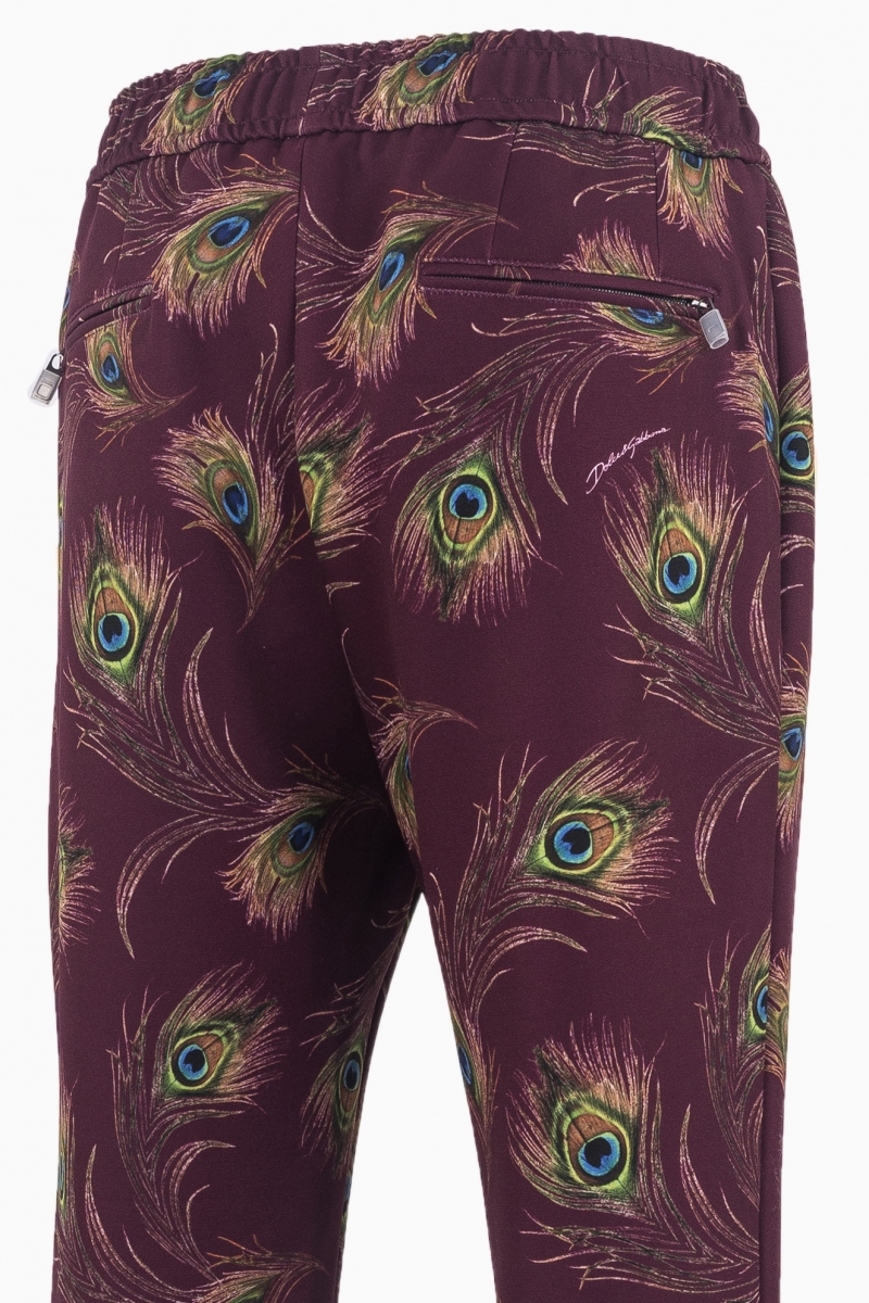 DOLCE&GABBANA PEACOCK PEATHER PRINT MEN'S PANT