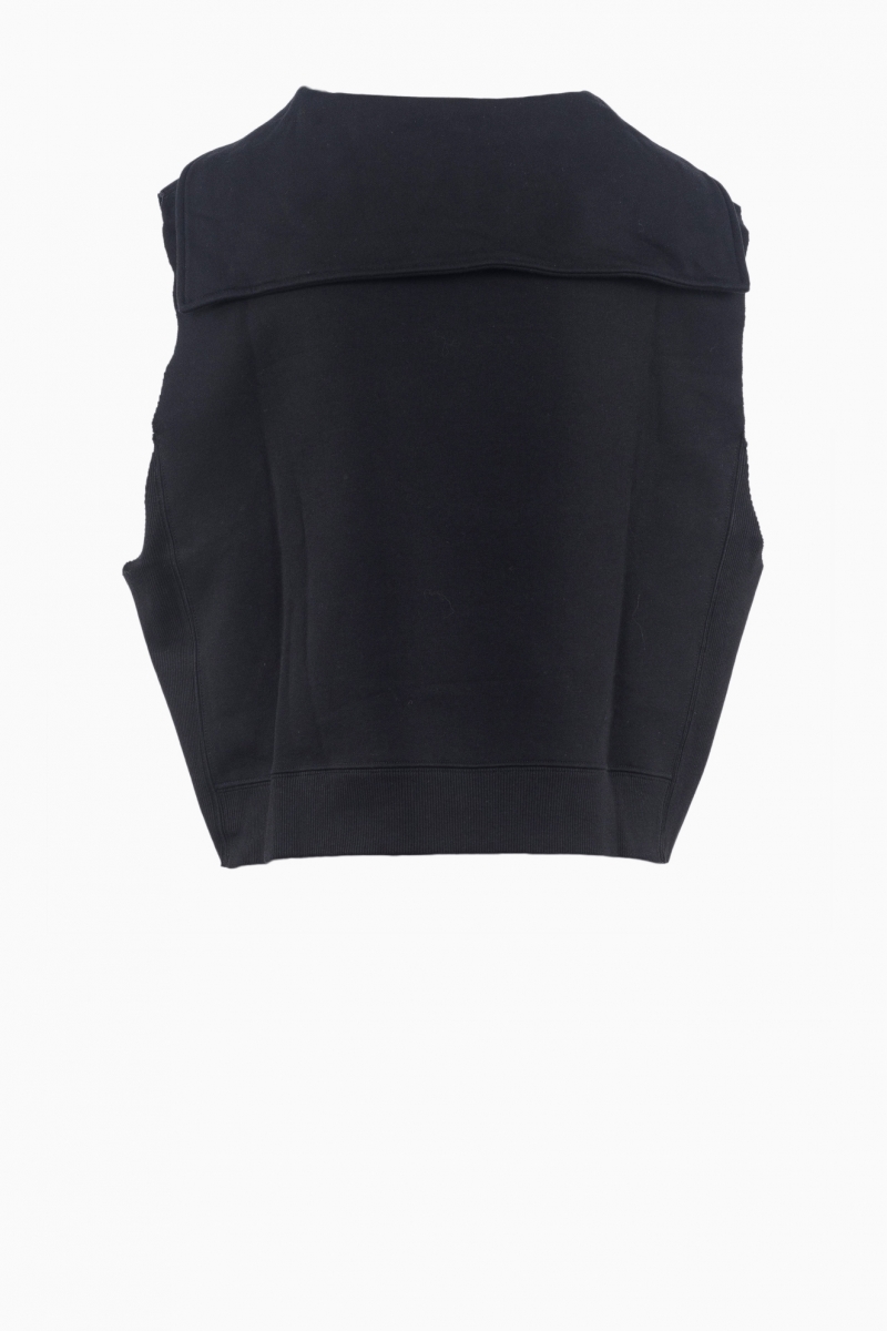 MIU MIU SLEEVELESS CROPPED FLEECE SWEATSHIRT WOMEN'S
