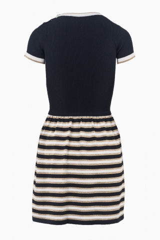 VESTIDOS DE PUNTO AZUL MARINO Y DORADO PARA MUJER