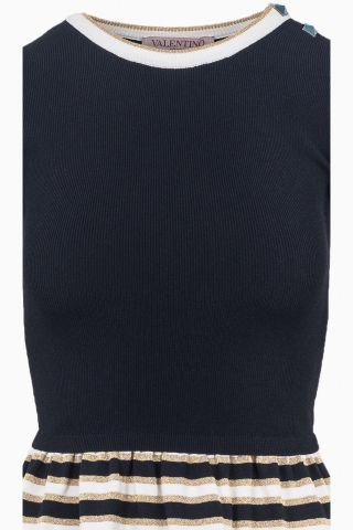 VESTIDOS DE PUNTO AZUL MARINO Y DORADO PARA MUJER