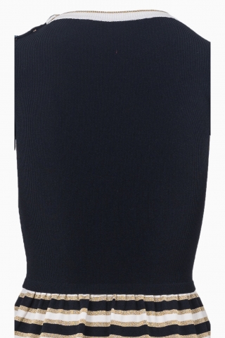 VESTIDOS DE PUNTO AZUL MARINO Y DORADO PARA MUJER