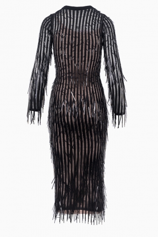 VESTIDO MIDI DE MEZCLA CON LENTEJUELAS Y DECORACIÓN DE VALENTINO GARAVANI PARA MUJER