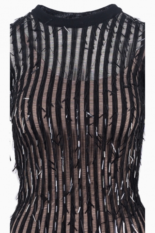 VESTIDO MIDI DE MEZCLA CON LENTEJUELAS Y DECORACIÓN DE VALENTINO GARAVANI PARA MUJER