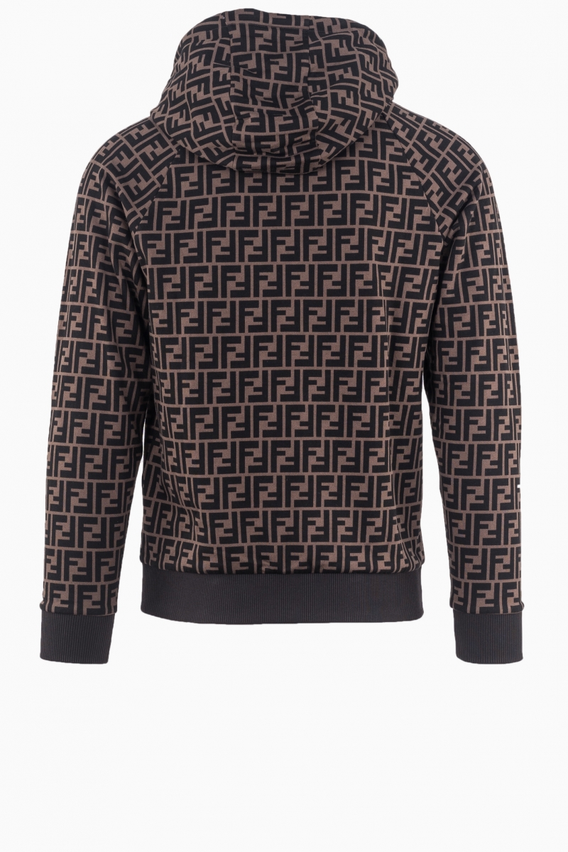 FENDI MEN'S FF LOGO ALL OVER PRINT HOODED