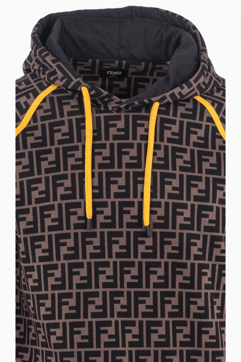 FENDI MEN'S FF LOGO ALL OVER PRINT HOODED