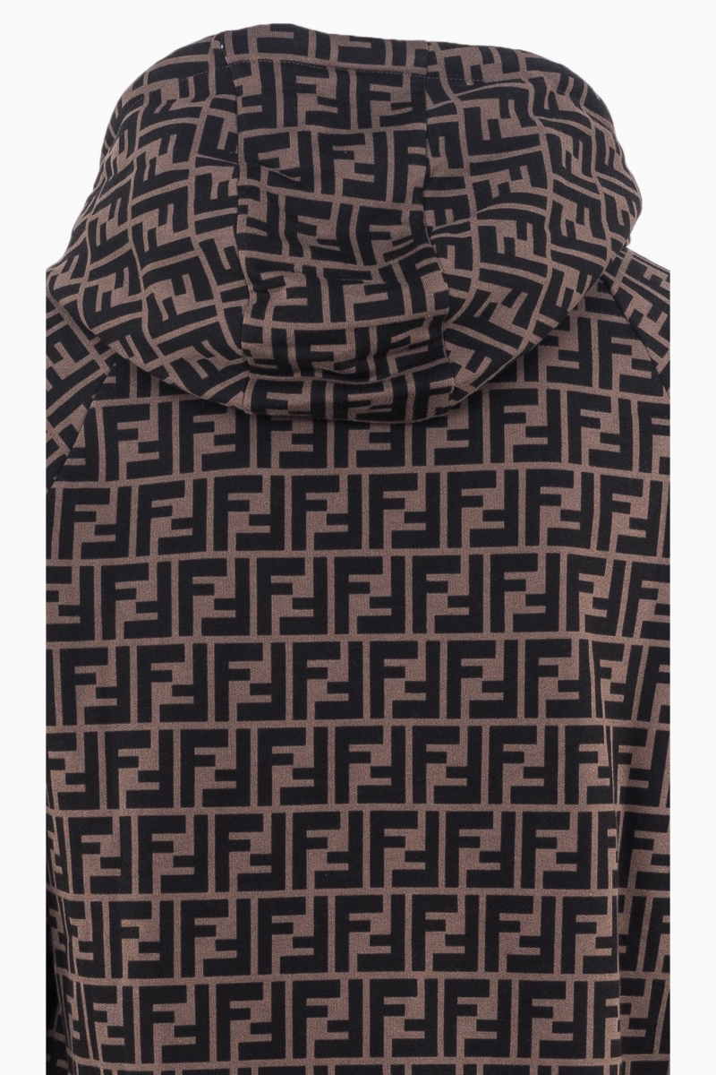 FENDI MEN'S FF LOGO ALL OVER PRINT HOODED