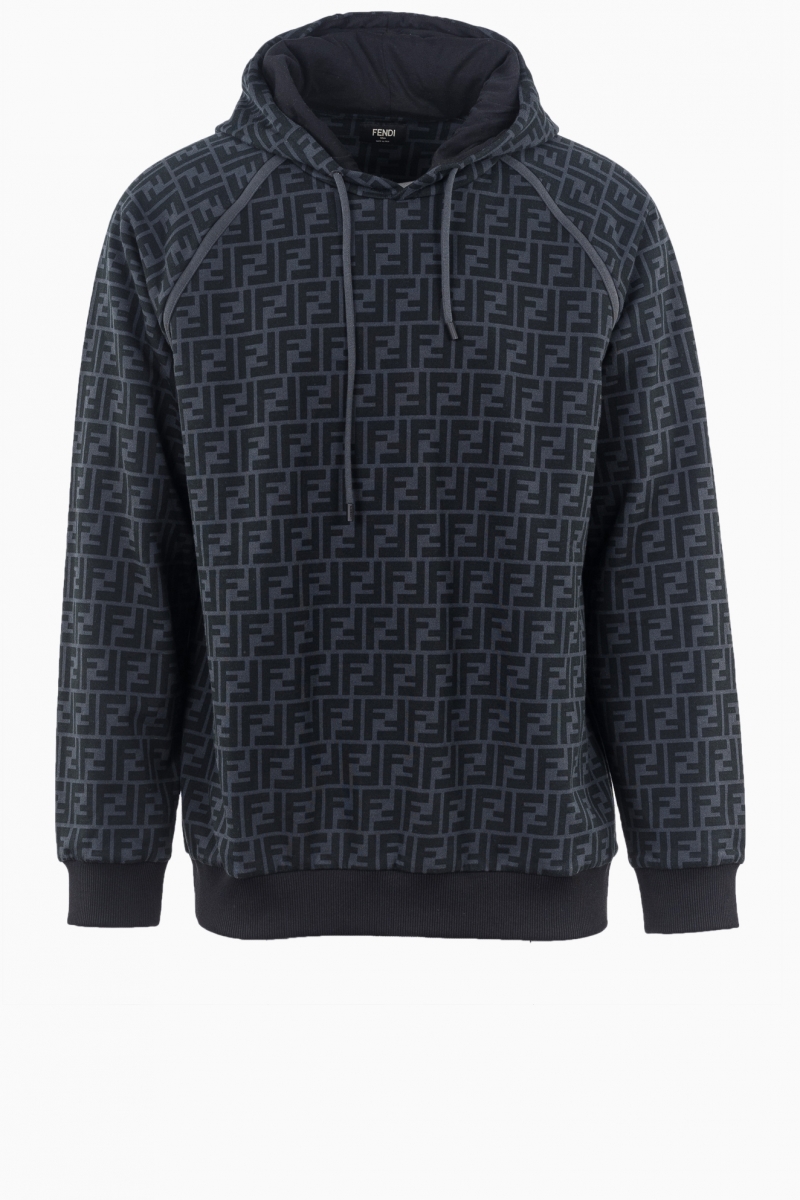 FENDI MEN'S FF LOGO ALL OVER PRINT HOODED