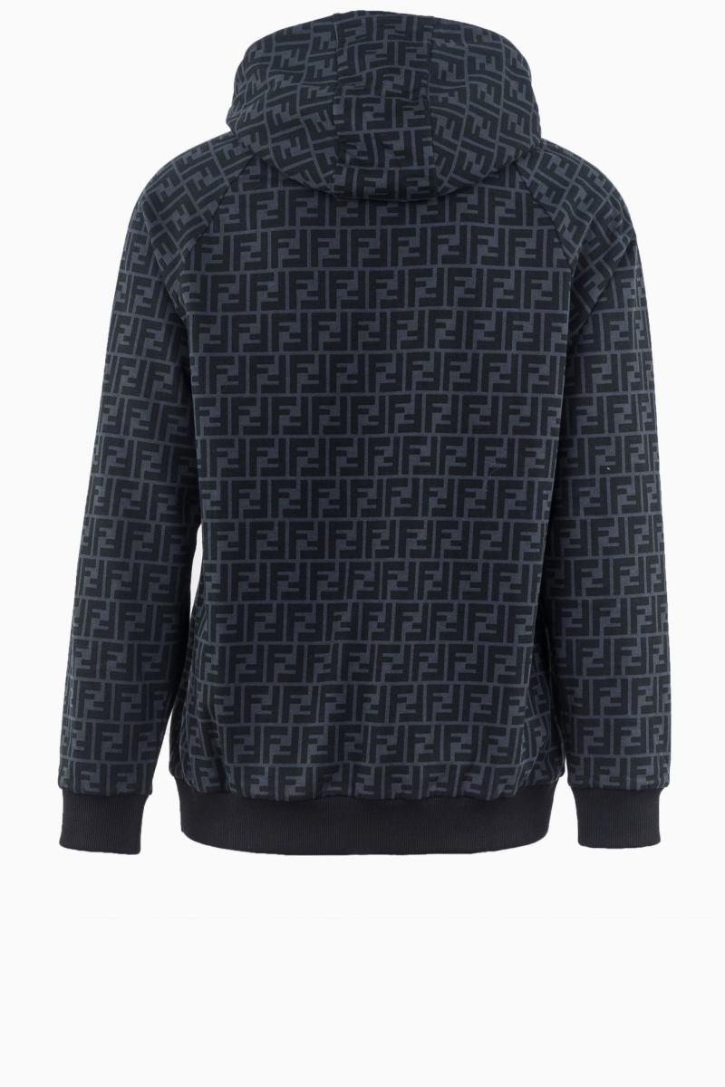 FENDI MEN'S FF LOGO ALL OVER PRINT HOODED