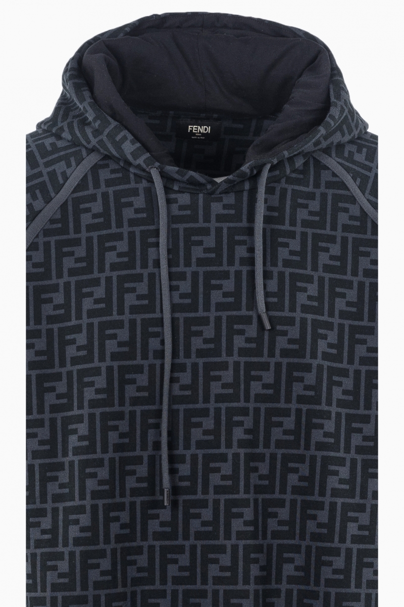 FENDI MEN'S FF LOGO ALL OVER PRINT HOODED