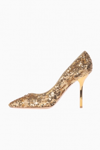 ZAPATOS DE TACÓN LOUIS VUITTON LIZA CON LENTEJUELAS DORADAS PARA MUJER