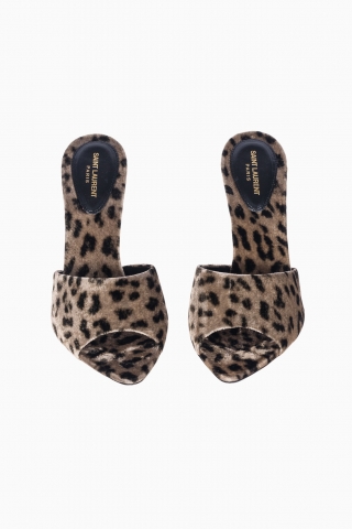 SANDALE DAMA LEOPARD VELVET SAINT LAURENT
